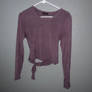 Material Girl Long Sleeve Top with Tie Front, Size Medium